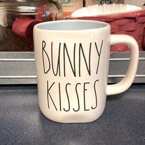 New Rae Dunn Bunny Kisses Coffee Mug Cup With Blue Interior.